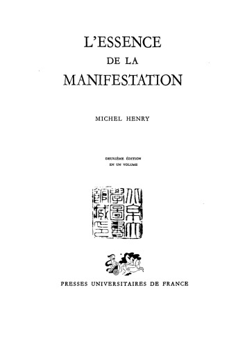 L’essence de la manifestation