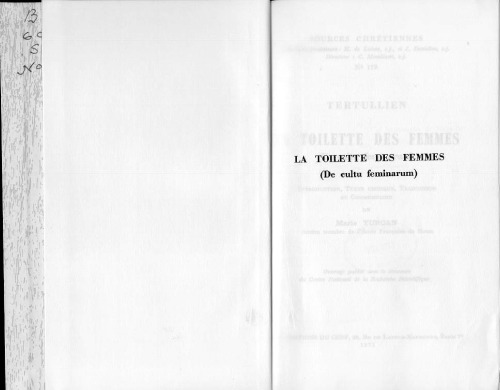 Tertullien : La Toilette des femmes.