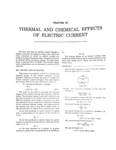 HCV Chapter 33 Thermal and Chemical Effect of Electric Current Concepts of Physics H C Verma IIT JEE Part 2 various Engineering Entrance Exams