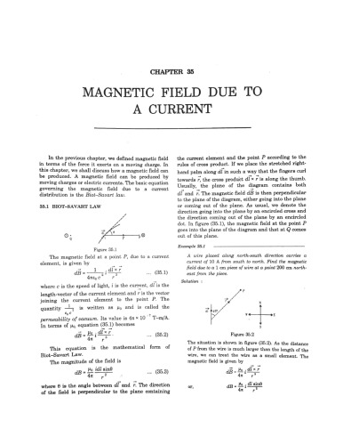 HCV Chapter 35 Magnetic Field due to a Current Concepts of Physics H C Verma IIT JEE Part 2 various Engineering Entrance Exams