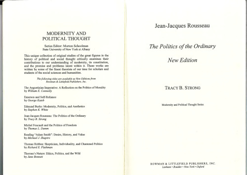 Jean-Jacques Rousseau: The Politics of the Ordinary