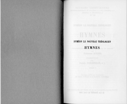 Syméon le Nouveau Théologien : Hymnes I-XV, tome I