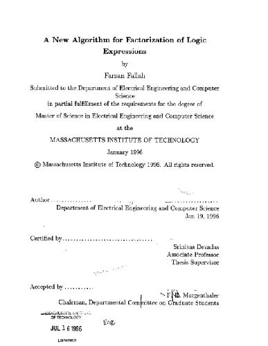 Algorithm for factorization of logic expressions