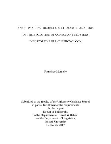 An Optimality-Theoretic Split-Margin Analysis of the Evolution of Consonant Clusters in Historical French Phonology