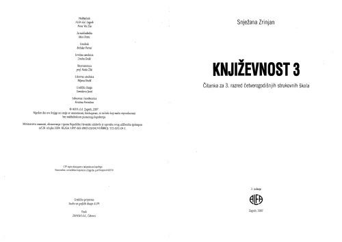 Književnost 3 Čitanka za 3. razred četverogodišnjih strukovnih škola