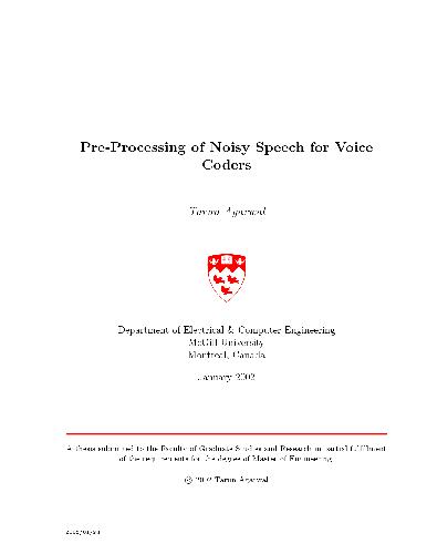 Pre-Processing of Noisy Speech for Voice Coders