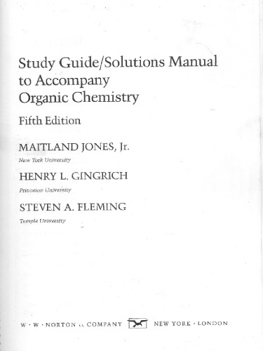 Study Guide and Solutions Manual: for Organic Chemistry