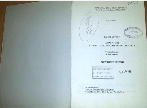 Appunti di storia dell’analisi infinitesimale