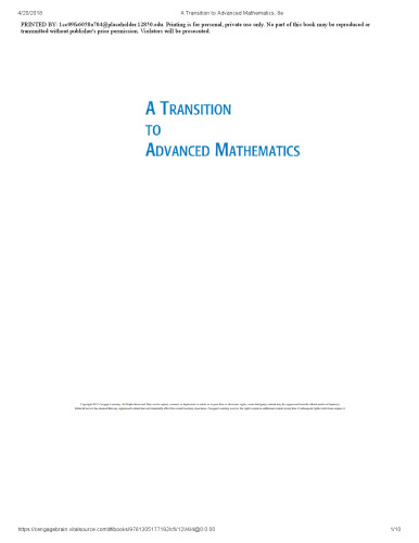 A Transition to Advanced Mathematics