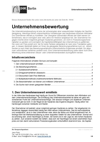 Unternehmensbewertung [single chapter ONLY]