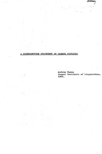 A distribution statement of Kamano phonemes