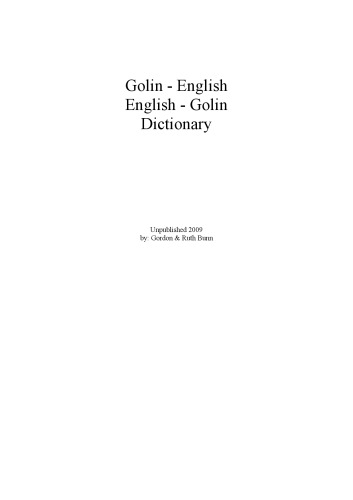 Golin-English, English-Golin Dictionary