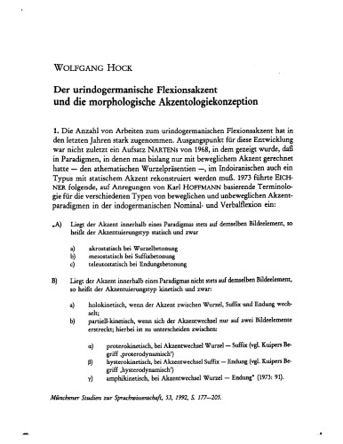 Der urindogermanische Flexionsakzent und die morphologische Akzentologiekonzeption