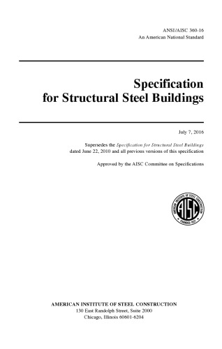 Specification for Structural Steel Buildings