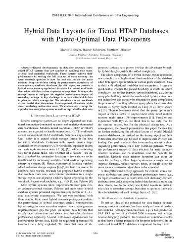 Hybrid Data Layouts for Tiered HTAP Databases with Pareto-Optimal Data Placements [article]