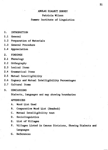 Abulas dialect survey
