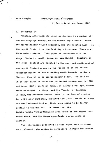 Ambulas-Wingei statement