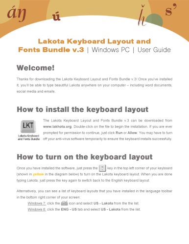 Lakota Keyboard Layout