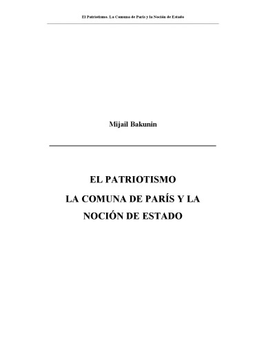 EL PATRIOTISMO LA COMUNA DE PARÍS Y LA NOCIÓN DE ESTADO