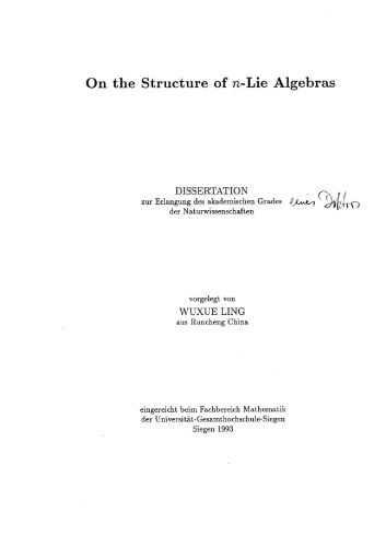 On the structure of n-Lie algebras [PhD thesis]