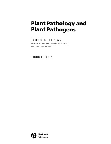 Plant Pathology and Plant Pathogens