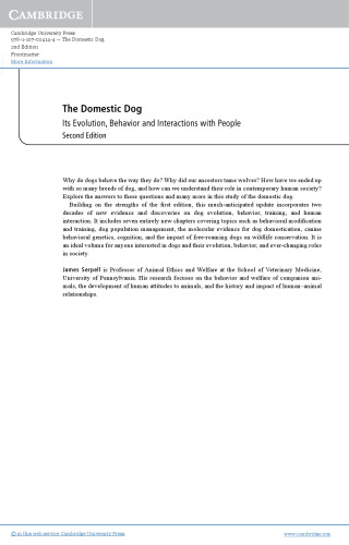 The Domestic Dog: Its Evolution, Behavior and Interactions with People