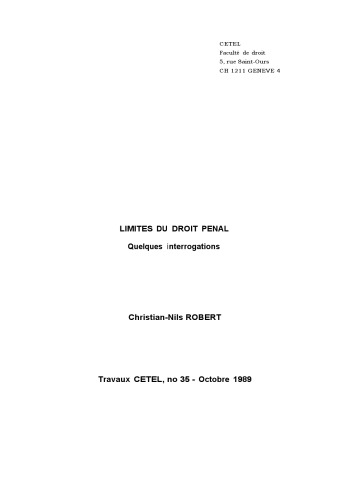 Limites du droit pénal : quelques interrogations
