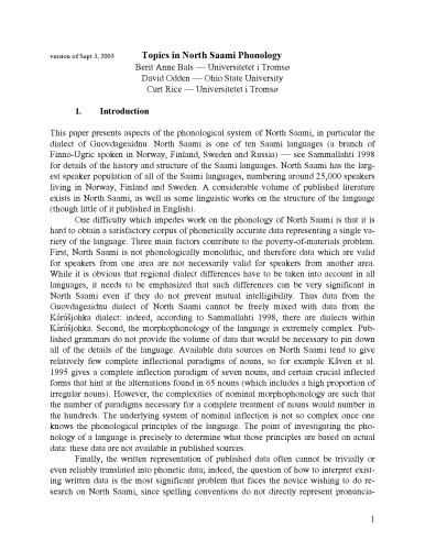 Topics in North Saami Phonology [article]
