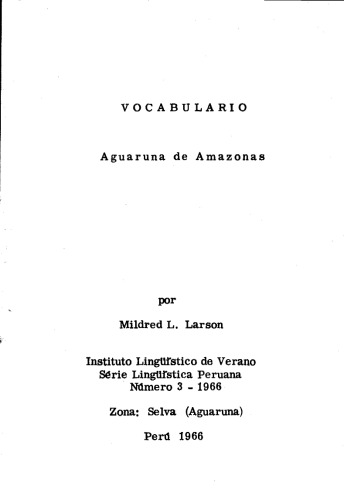 Vocabulario Aguaruna de Amazonas