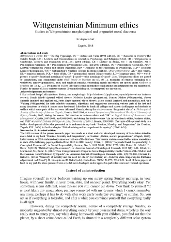 Wittgensteinian Minimum Ethics