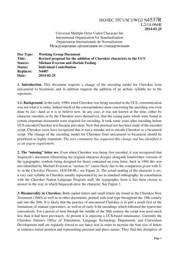 Revised proposal for the addition of Cherokee characters to the UCS