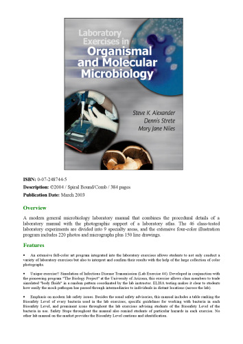 Laboratory Exercises in Organismal and Molecular Microbiology