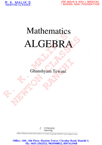 Mathematics for JEE/ISEET 2011-2012: Algebra