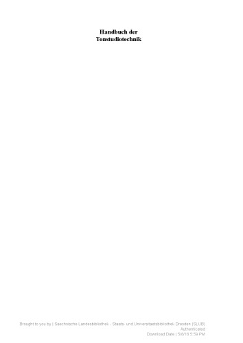 Handbuch der Tonstudiotechnik