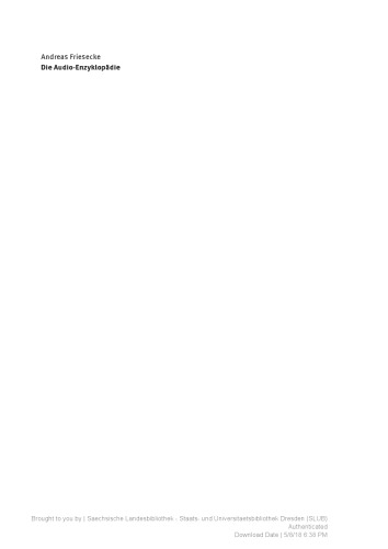 Die Audio-Enzyklopädie. Ein Nachschlagewerk für Tontechniker