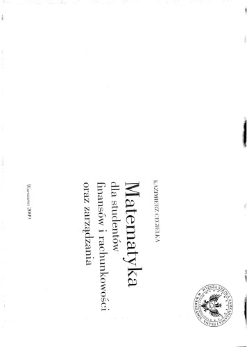 Matematyka dla studentów finansów i rachunkowości oraz zarządzania