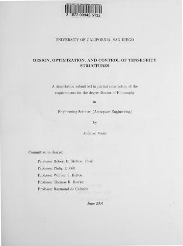 Design, Optimization, and Control of Tensegrity Structures