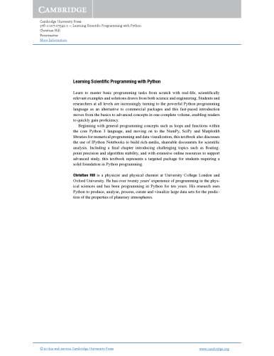 Learning Scientific Programming with Python