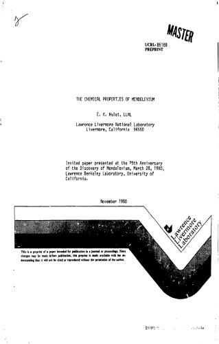The chemical properties of Mendelevium