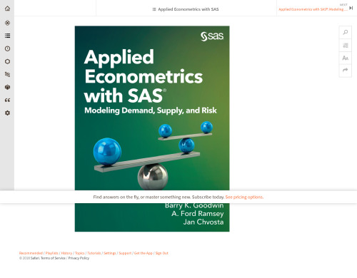 Applied Econometrics with SAS: Modeling Demand, Supply, and Risk