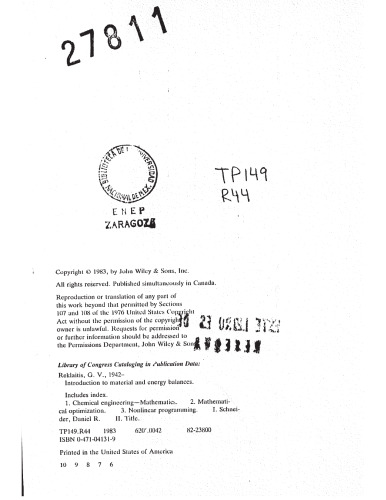 Introduction to Material and Energy Balances