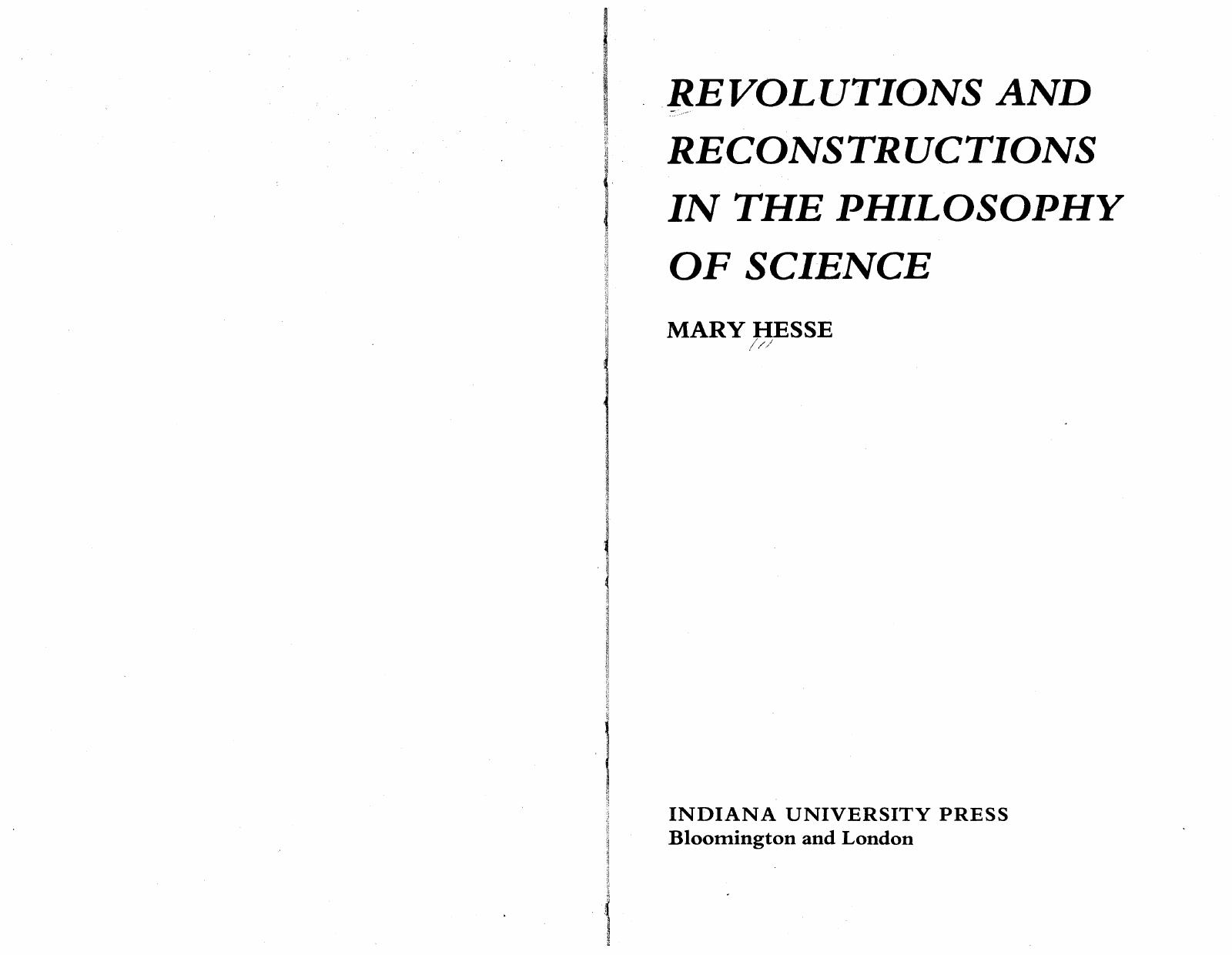 Revolutions and Reconstructions in the Philosophy of Science