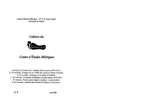 Cahiers du Centre d’Études Métriques