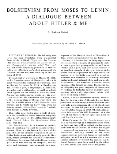 Bolshevism from Moses to Lenin: A Dialogue Between Adolf Hitler and Me