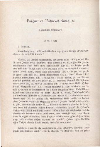 Burgâzi ve Fütüvvetnamesi
