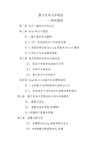 量子色动力学理论：简明教程