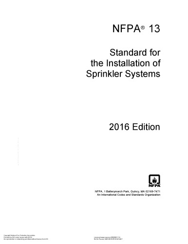 NFPA 13 Standard for the Installation of Sprinkler Systems