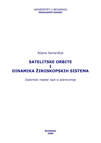 Сателитске орбите и динамика жироскопских система Satelitske orbite i dinamika žiroskopskih sistema