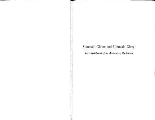 Mountain Gloom and Mountain Glory: The Development of the Aesthetics of the Infinite