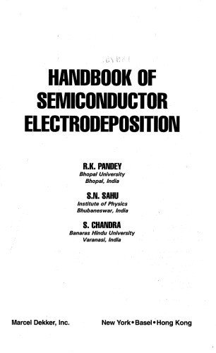 Handbook of semiconductor electrodeposition